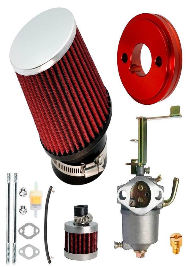 JMCHstore Performance Carburetor Carb Air Filter Adapter Kit for Coleman CT100U CC100X 98cc, Predator 79cc 3HP Engine, Massimo MB100 79cc Mini Bike, SK100 CK100 Go Kart, 154F 3.0 hp Engine Parts, Red - Image 1