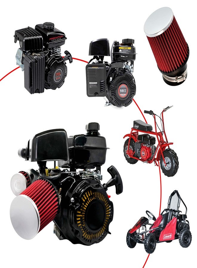 JMCHstore Performance Carburetor Carb Air Filter Adapter Kit for Coleman CT100U CC100X 98cc, Predator 79cc 3HP Engine, Massimo MB100 79cc Mini Bike, SK100 CK100 Go Kart, 154F 3.0 hp Engine Parts, Red - Image 2