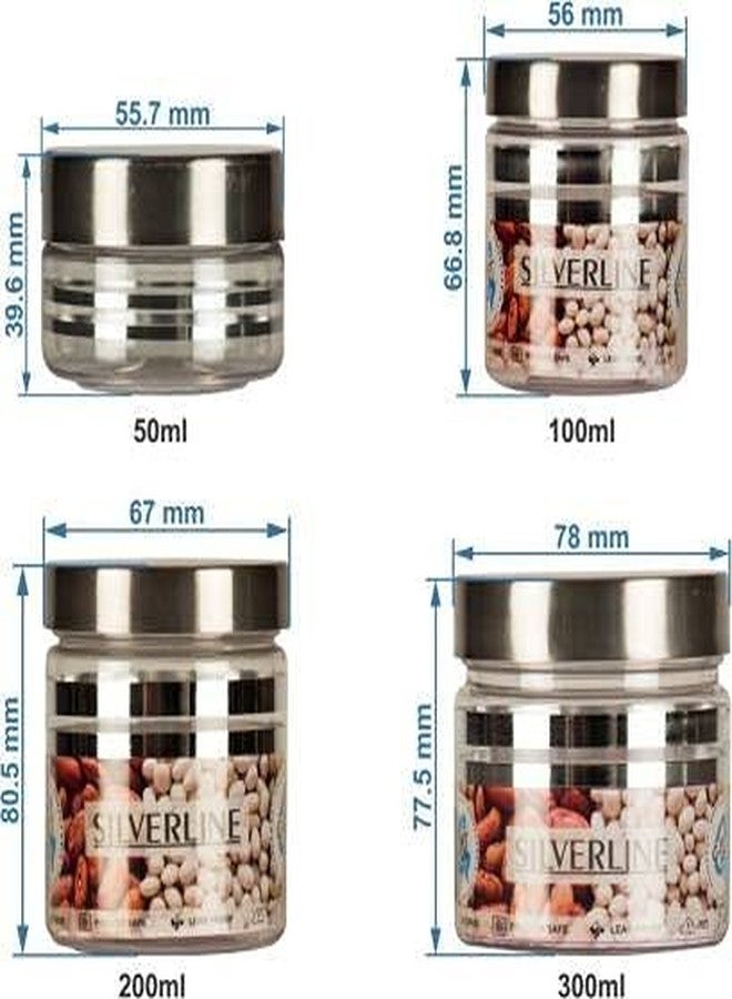 G-PET Silver Line Containers 300ml,200ml,100ml,50ml Plastic Grocery Container (Pack of 15, Silver) Plastic Grocery Container | Home Kitchen Container | Plastic Jar Set, Transparent, Standard - Image 2