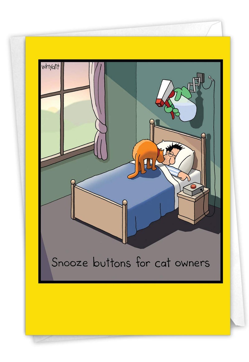 NobleWorks - Funny Birthday Greeting Card with 5 x 7 Inch Envelope (1 Card) Bday Snooze Button C6396BDG - Image 1