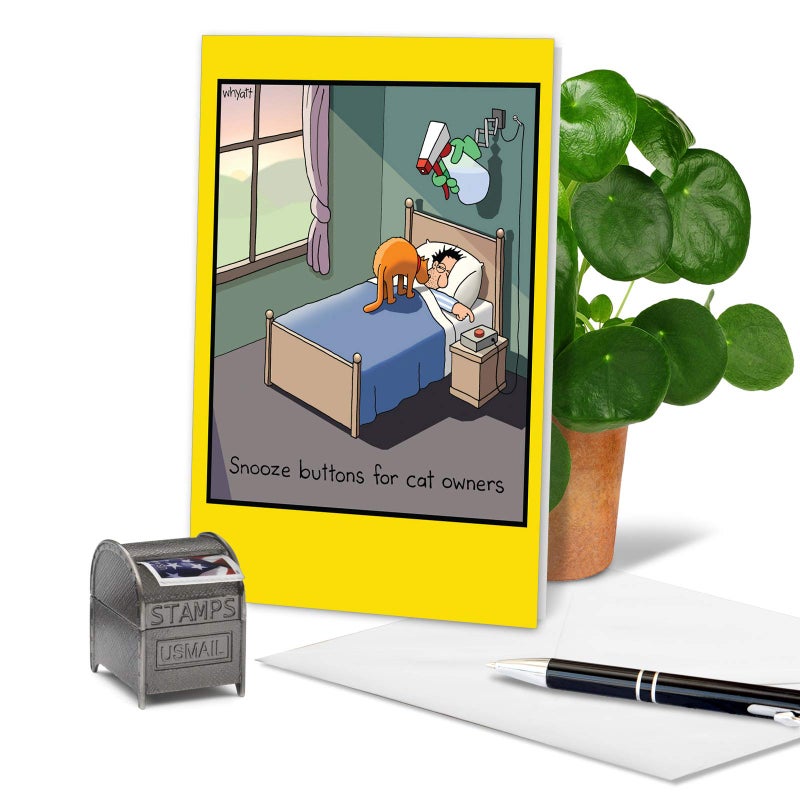 NobleWorks - Funny Birthday Greeting Card with 5 x 7 Inch Envelope (1 Card) Bday Snooze Button C6396BDG - Image 3