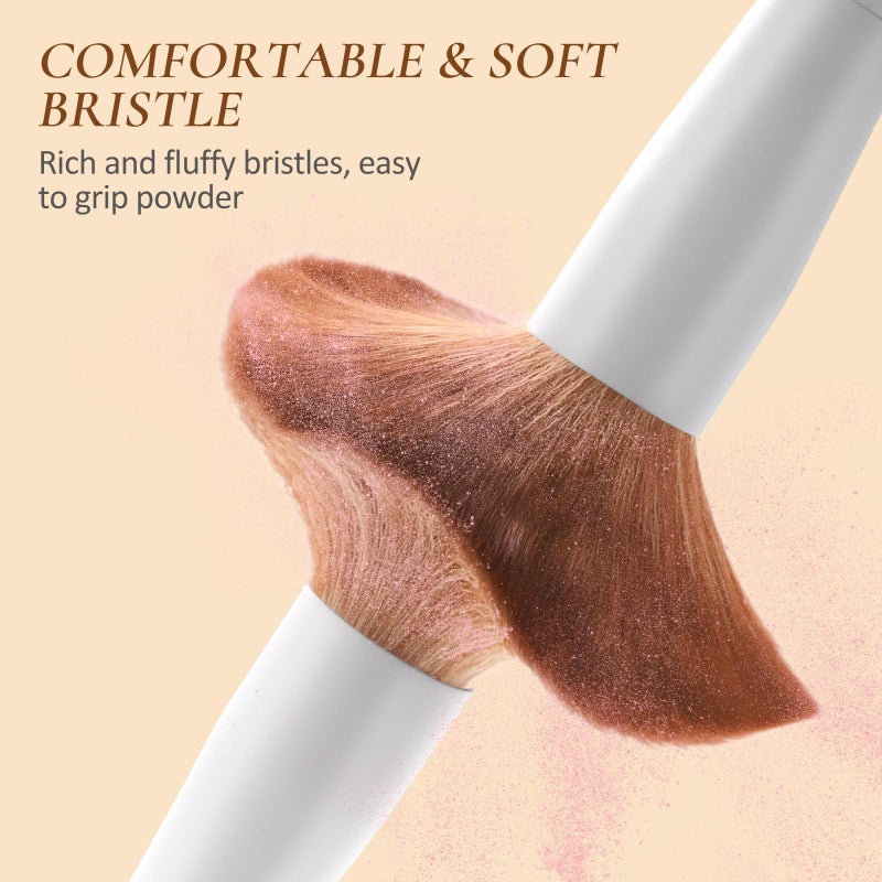 LUXBRU Makeup Brushes With Case 20PCs Professional Makeup Brush Set, Foundation Powder Eyeshadow Brush Set Eyebrow Concealer Contour Travel Brushes Kit with Holder & 2 Powder Puff-White - Image 3