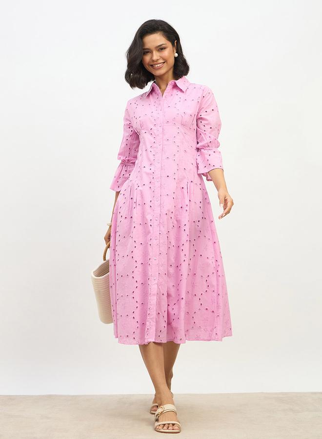 ستايلي فستان ميدي بأكمام ثلاثة أرباع من شيلي ستايلي - Image 1