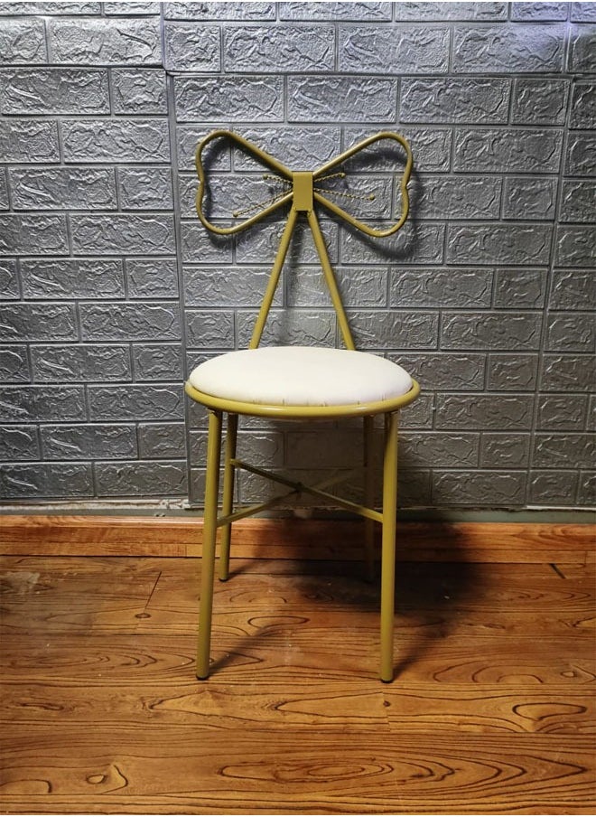 NKX - Butterfly Bow Tie Vanity Chair Velvet Cushion Metal Frame - Image 1