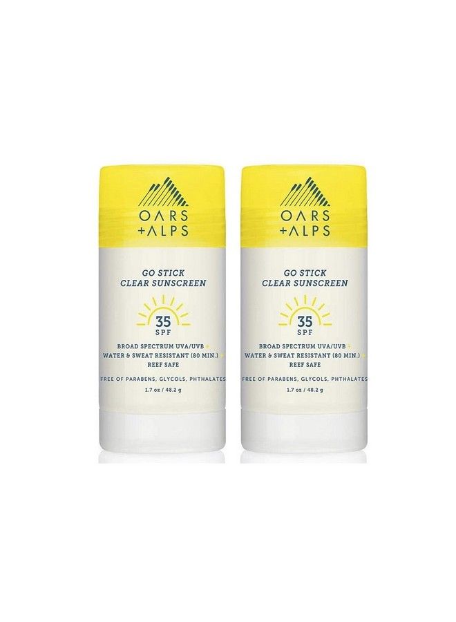 Oars + Alps غو ستيك واقي شمس شفاف SPF 35 للعناية بالبشرة معزز بفيتامين E ومضادات الأكسدة مقاوم للماء والعرق مناسب لمتطلبات TSA 1.7 أونصة عبوة 2 - Image 2