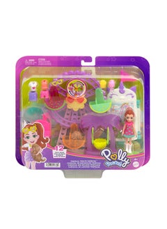 Polly Pocket Doll & Playset, Food-Themed Toy Includes 3-inch Doll, 1 Puppy, 10 Accessories & Spinning Ferris Wheel, Tropical Treats Carnival  - Image 2