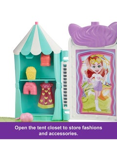 Polly Pocket Doll & Playset, Food-Themed Toy Includes 3-inch Doll, 1 Puppy, 10 Accessories & Spinning Ferris Wheel, Tropical Treats Carnival  - Image 3