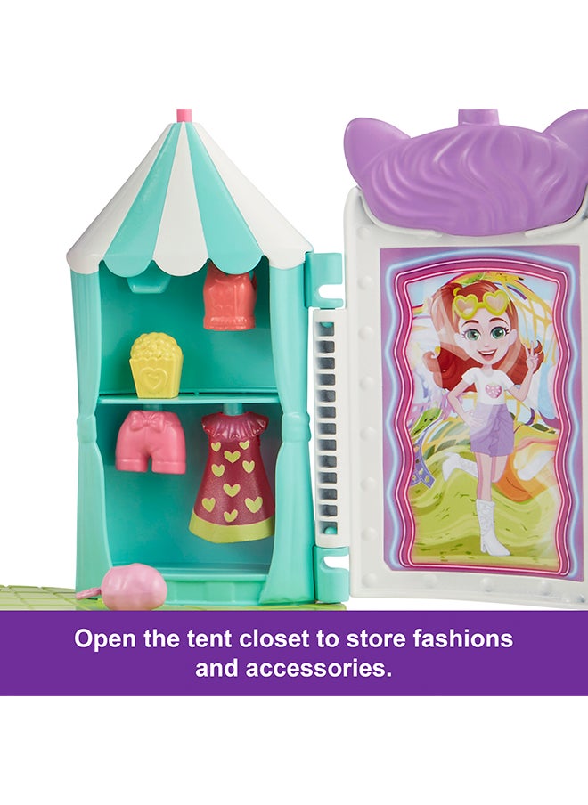 Polly Pocket Doll & Playset, Food-Themed Toy Includes 3-inch Doll, 1 Puppy, 10 Accessories & Spinning Ferris Wheel, Tropical Treats Carnival  - Image 3