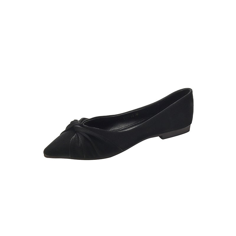 Chic Pointed Toe Flats Elegant Womens Loafers Large Size Black 