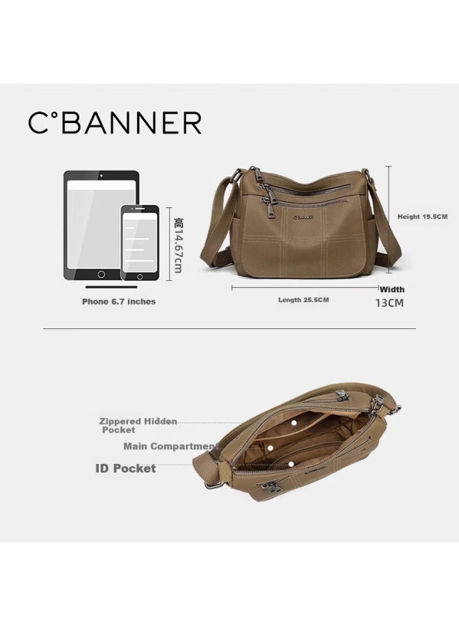 C.banner First Layer Cowhide Women's Crossbody Bag Large Capacity Shoulder Bag Luxury Birthday Gift For Girlfriend Wife - Image 3