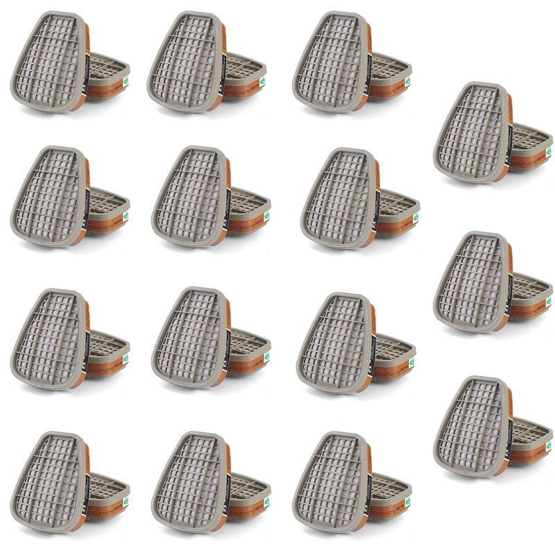 tangs 6001 Filter Cartridges for Respirator DustProof Organic Vapor Pollen and Chemical Cartridges Compatible with 6200 6800 7502 FF402 Respirator 30PCS15Pack Brown