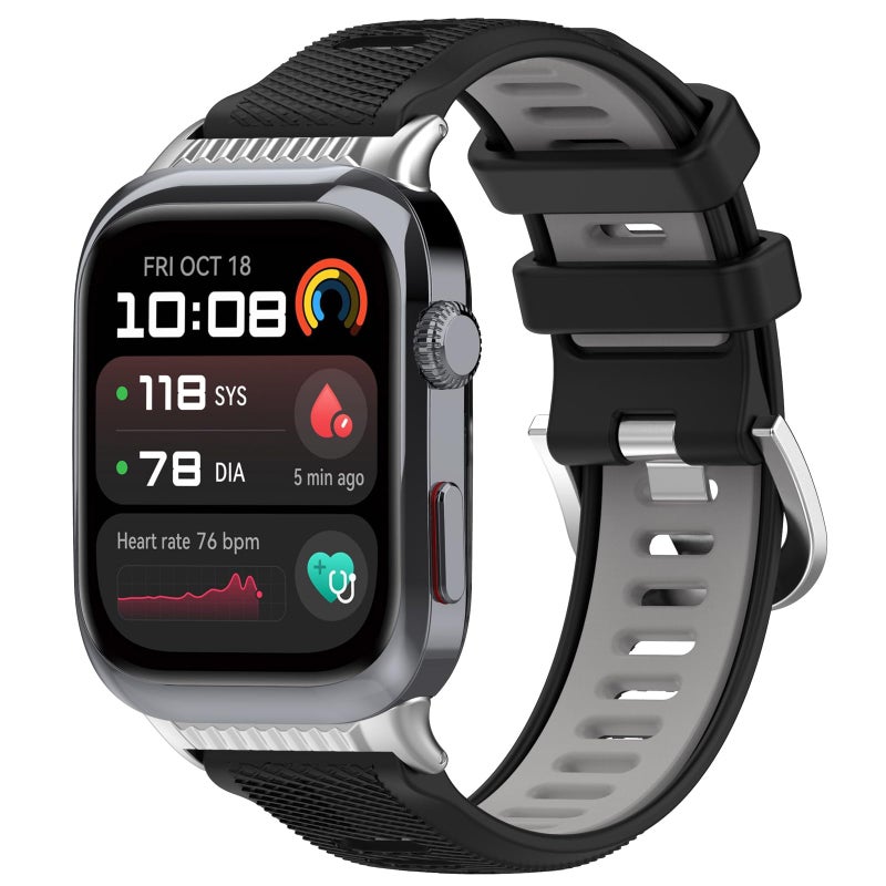 LOKEKE Replacement Silicone Strap Compatible with Huawei Watch D2 – Adjustable Smartwatch Wristband (Black+Grey) - Image 2