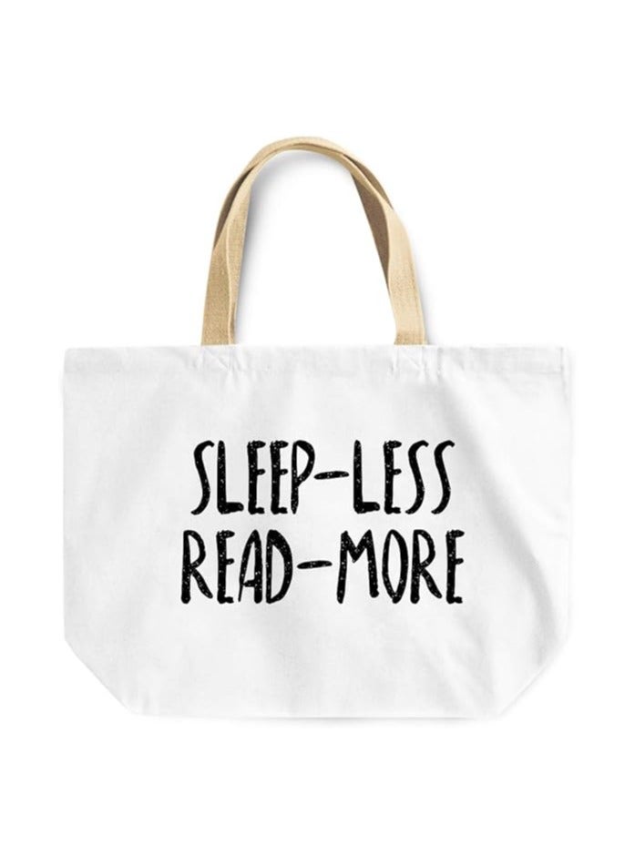 LOUD UNIVERSE Sleep Less Read More Motivational Reusable Shopping Beach Tote Bag 
