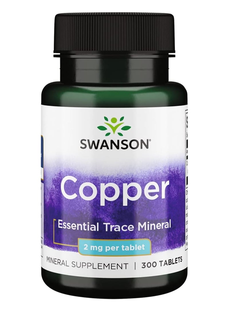 SWANSON مكمل غذائي لدعم نظام المناعة وخلايا الدم الحمراء مضاد الأكسدة النحاس من سوانسون (خلات النحاس) 2 ملغ 300 قرص