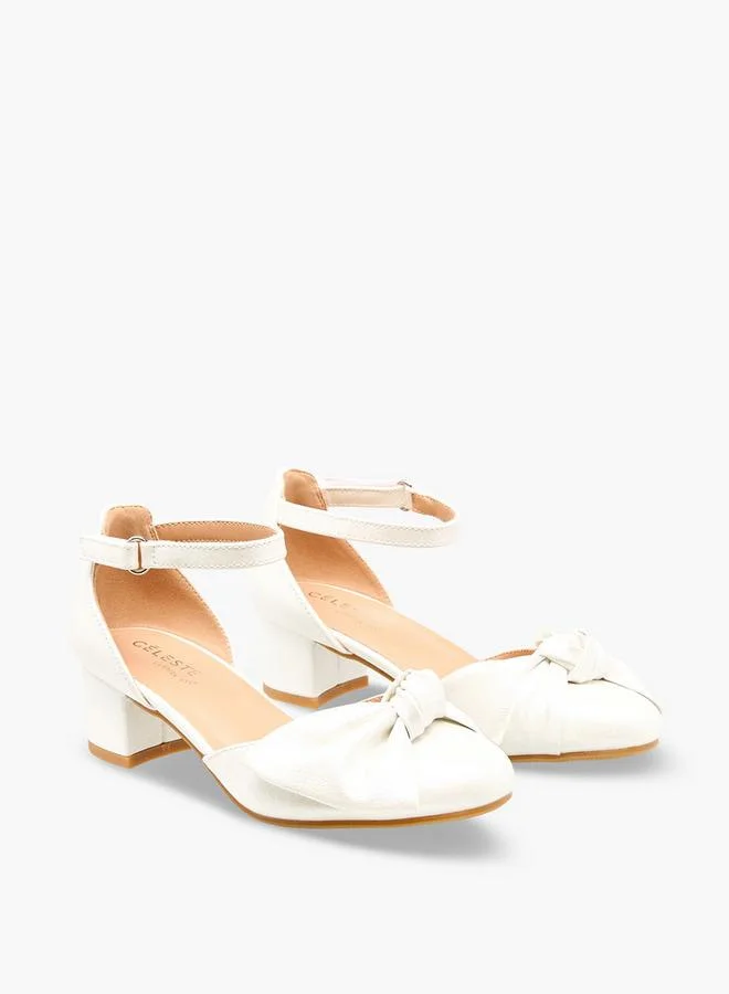 Girls Block Heel Ankle Strap Shoes