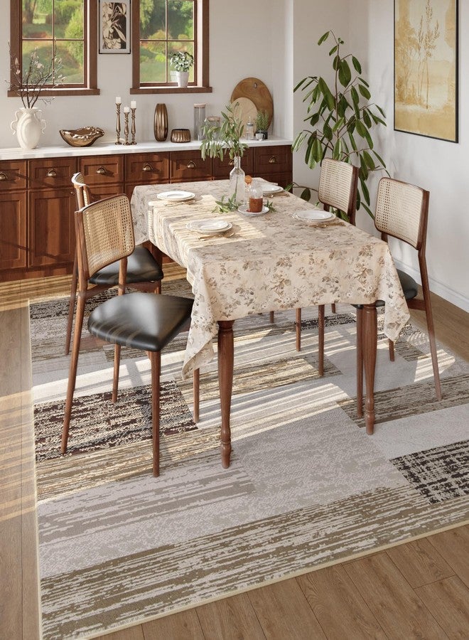 FlyDOIT Modern Geometric Patchwork Area Rug, 5x8 Beige Large Rugs for Living Room, Rockwood Collection Indoor Rugs for Bedroom, Throw Carpet Floor Decor for Entryway Dining Room Office Nursery - Image 4