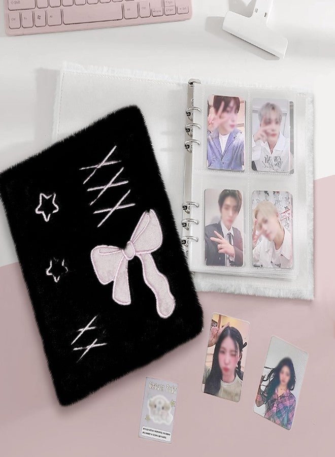 EHERDM Plush Photocard Binder with 20Pcs Detachable Inner Pages A6 Kpop Photo Album 4-Pocket Double-sided Transparent Pages Kpop Star Card Holder for 3-inch Photo Pink - Image 3
