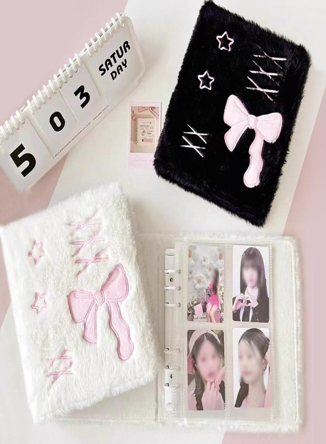 EHERDM Plush Photocard Binder with 20Pcs Detachable Inner Pages A6 Kpop Photo Album 4-Pocket Double-sided Transparent Pages Kpop Star Card Holder for 3-inch Photo Pink - Image 2