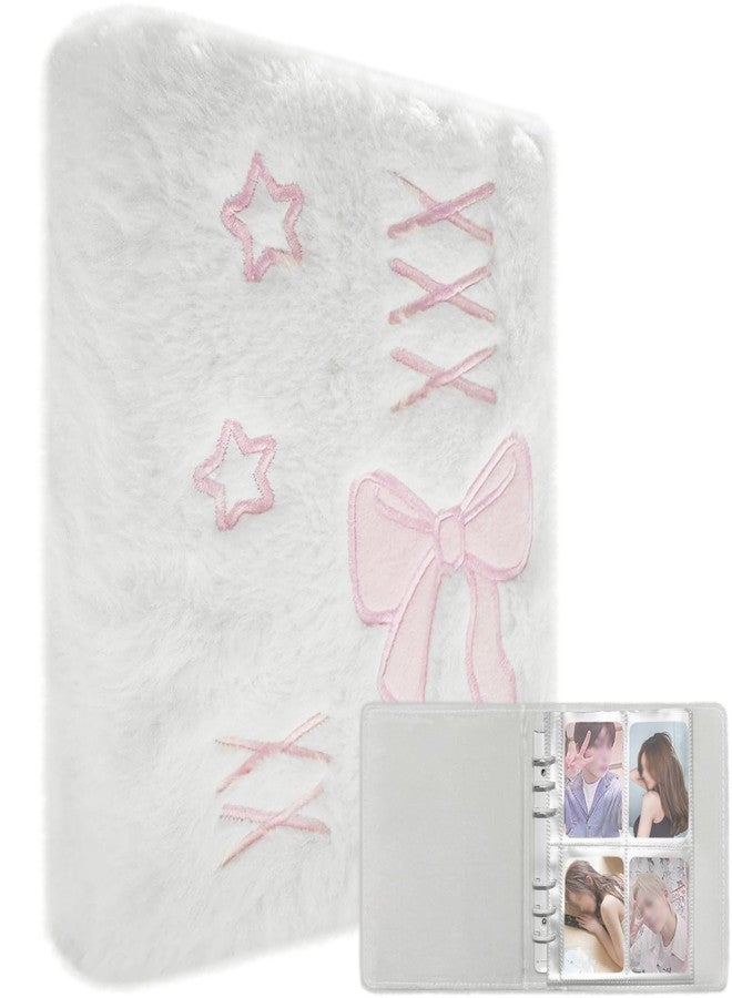 EHERDM Plush Photocard Binder with 20Pcs Detachable Inner Pages A6 Kpop Photo Album 4-Pocket Double-sided Transparent Pages Kpop Star Card Holder for 3-inch Photo Pink - Image 1