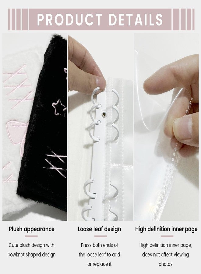 EHERDM Plush Photocard Binder with 20Pcs Detachable Inner Pages A6 Kpop Photo Album 4-Pocket Double-sided Transparent Pages Kpop Star Card Holder for 3-inch Photo Pink - Image 5