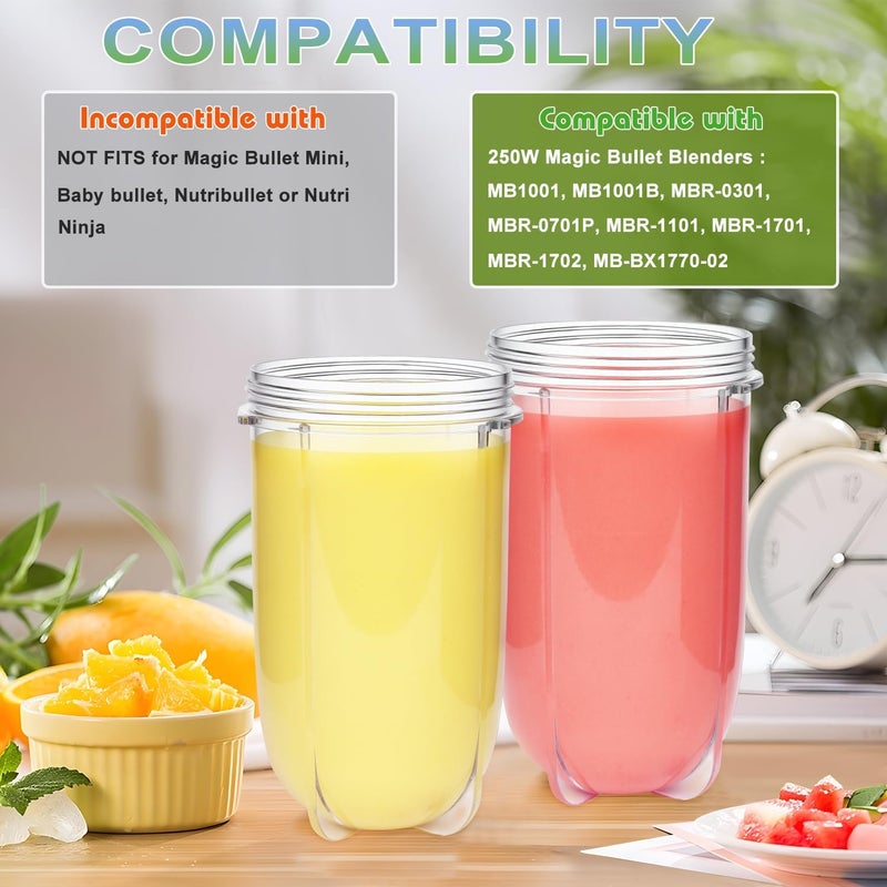 QUIENKITCH 2 PCS Replacement Cups For Magic Bullet Replacement Parts 16OZ Blender Cups Jar compatible with 250W Magic Bullet MB1001 Series Juicer Mixer - Image 2