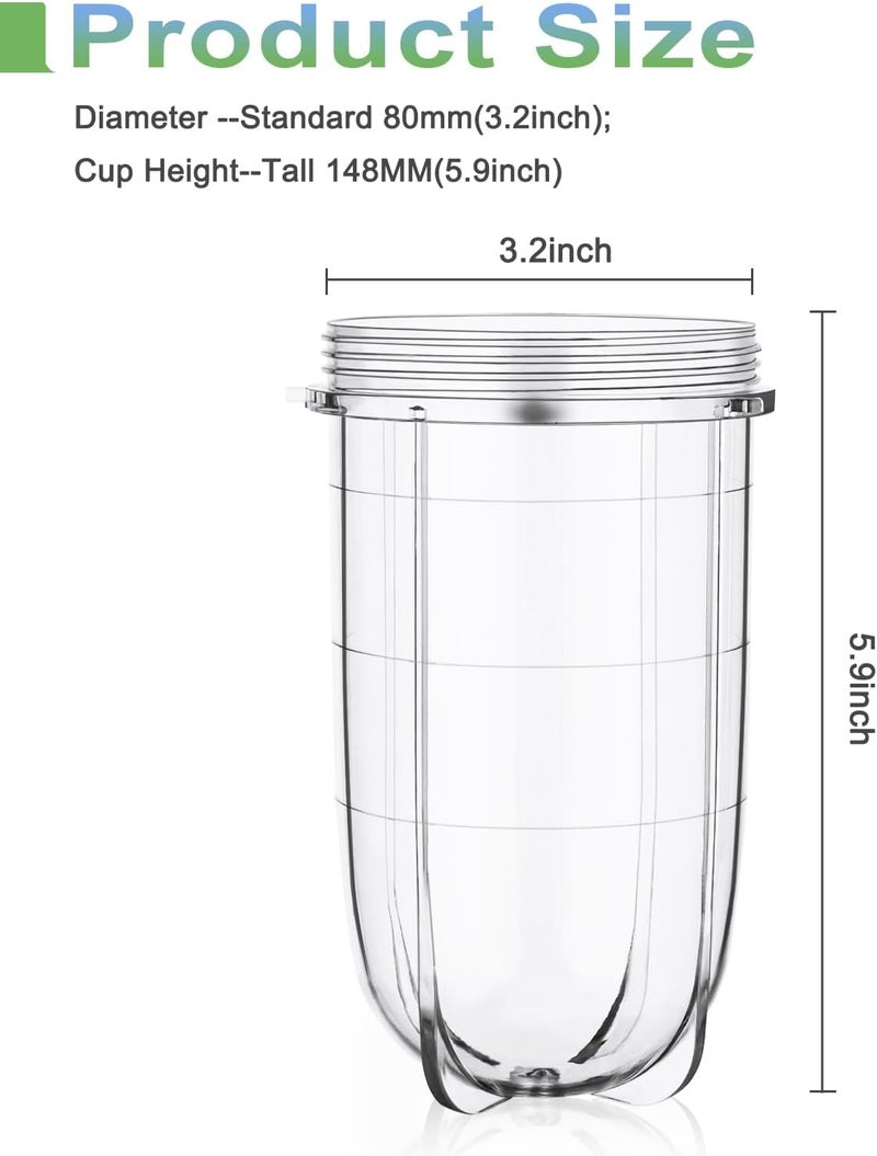 QUIENKITCH 2 PCS Replacement Cups For Magic Bullet Replacement Parts 16OZ Blender Cups Jar compatible with 250W Magic Bullet MB1001 Series Juicer Mixer - Image 3