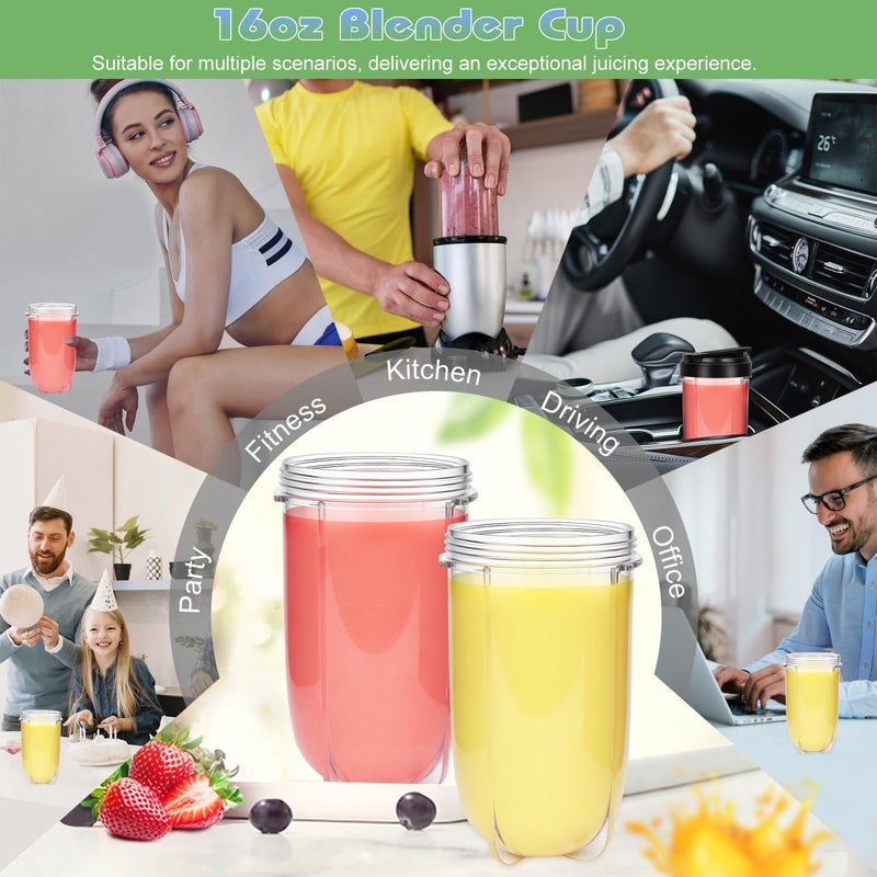 QUIENKITCH 2 PCS Replacement Cups For Magic Bullet Replacement Parts 16OZ Blender Cups Jar compatible with 250W Magic Bullet MB1001 Series Juicer Mixer - Image 5