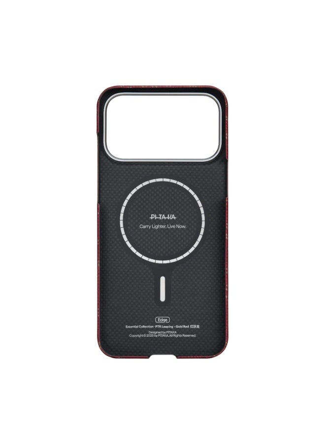 PITAKA حافظة بيتاكا لجهاز آيفون 17 برو ماكس 6.9" مع زر التحكم في الكاميرا، متوافقة مع ماغسيف، حافظة رفيعة للغاية مع شعور لمسي بدون حافظة، ألياف أراميد 1500D منسوجة، تصميم مونوغرام – ذهبي أحمر - Image 3