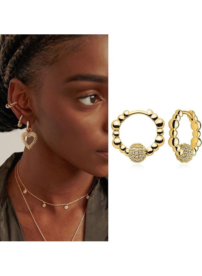 Mevecco Women Huggie Earrings Gold Hoop 14K Gold Filled Small Simple Handmade Hypoallergenic Everyday Jewelry - Image 3