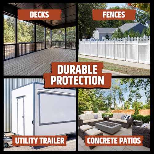 Liquid Rubber Polyurethane Deck Coating – 10X Stronger Than Traditional Deck Paint & Deck Stain – Flexible, Waterproof Sealant for Wood, Concrete & Plywood – Smooth Finish – Stone Gray – 1 Gallon - Image 4