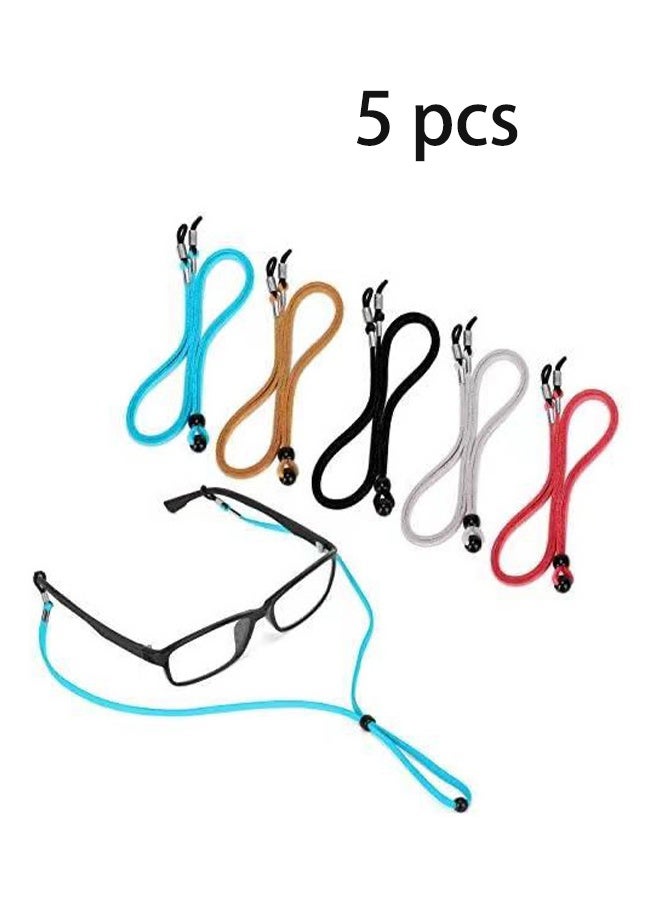 واي جيه 5 قطع من أحزمة النظارات الجلدية، سلاسل نظارات مضادة للانزلاق، مثبتات نظارات قابلة للتعديل، حزام لحامل نظارات الشمس الرياضية - Image 1