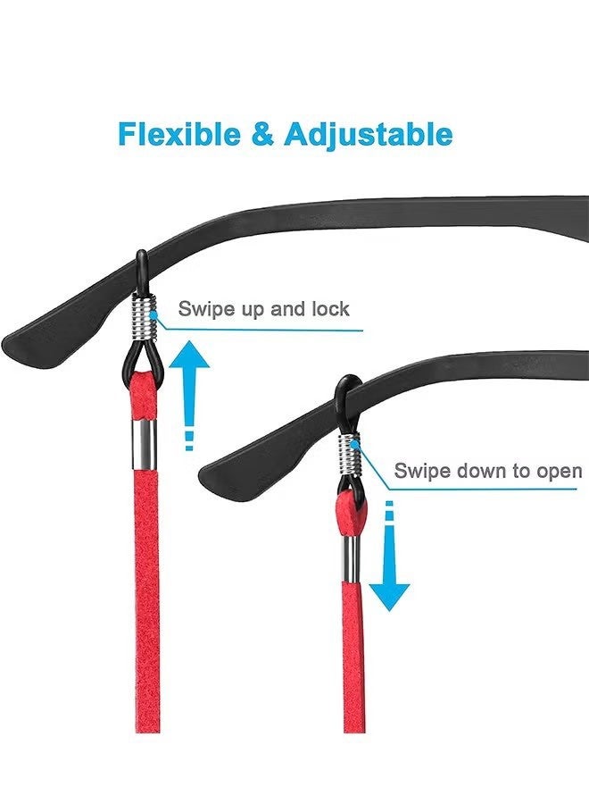 واي جيه 5 قطع من أحزمة النظارات الجلدية، سلاسل نظارات مضادة للانزلاق، مثبتات نظارات قابلة للتعديل، حزام لحامل نظارات الشمس الرياضية - Image 4