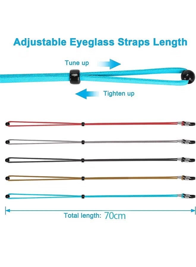 واي جيه 5 قطع من أحزمة النظارات الجلدية، سلاسل نظارات مضادة للانزلاق، مثبتات نظارات قابلة للتعديل، حزام لحامل نظارات الشمس الرياضية - Image 2