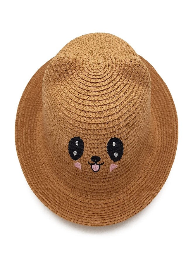 VRITRAZ Unisex Baby Kids Summer Fashion Straw Bucket Caps, Suitable for 4-5 Years Kids Hat (Color-Brown), Free Size - Image 2