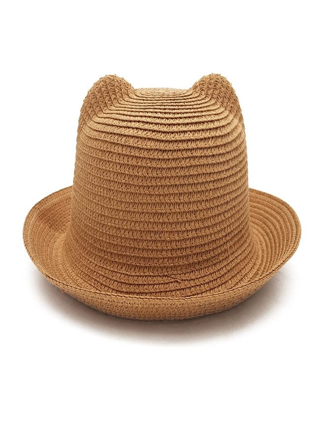 VRITRAZ Unisex Baby Kids Summer Fashion Straw Bucket Caps, Suitable for 4-5 Years Kids Hat (Color-Brown), Free Size - Image 4