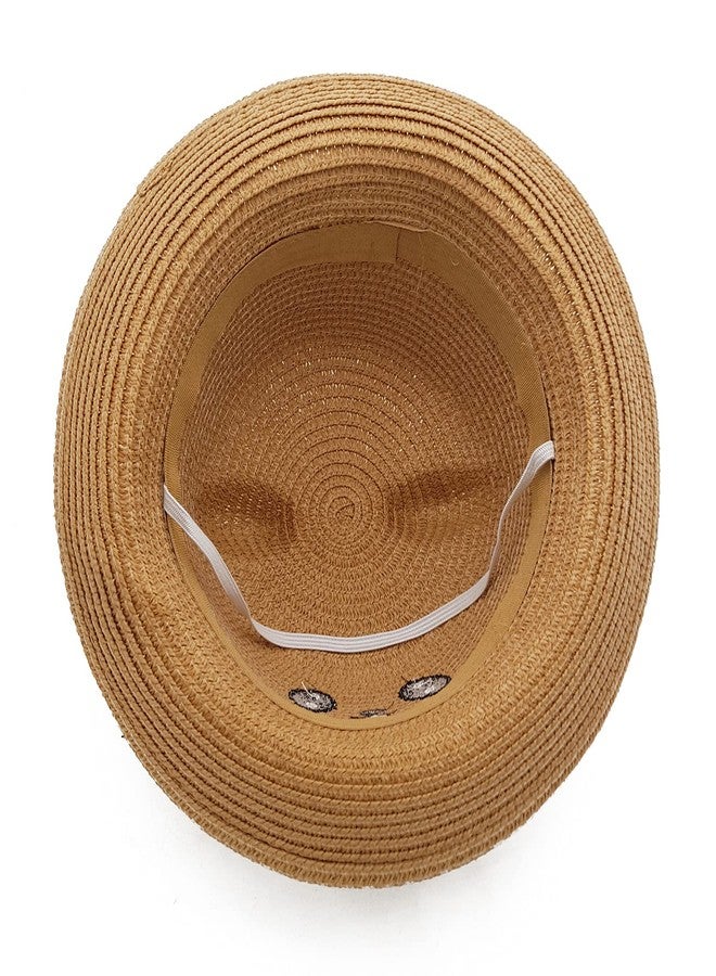 VRITRAZ Unisex Baby Kids Summer Fashion Straw Bucket Caps, Suitable for 4-5 Years Kids Hat (Color-Brown), Free Size - Image 5