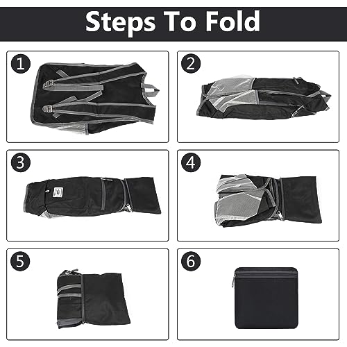 Esup 15L Lightweight Hiking Backpack Foldable Small Travel Backpack Packable Camping Backpack for Women Men (Black) - Image 5