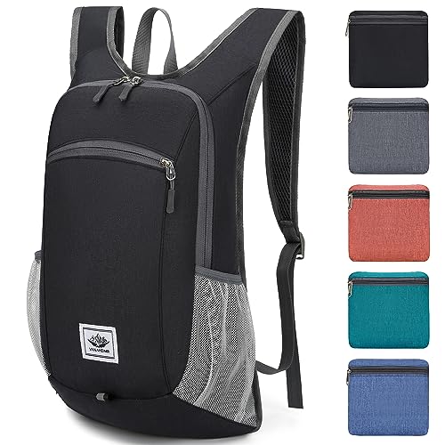 Esup 15L Lightweight Hiking Backpack Foldable Small Travel Backpack Packable Camping Backpack for Women Men (Black) - Image 1