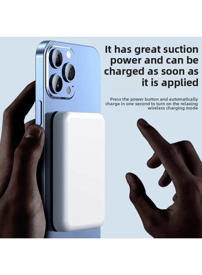 Magnetic Suction Wireless Charging Treasure Is Suitable For Iphone8-16Pro Max Wireless Back Clip Battery Compact Portable Universal-Color:White-Power Capacity:5000 Ma 【normal】 - Image 4