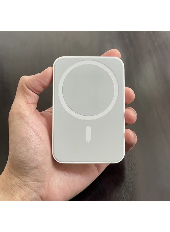 Magnetic Suction Wireless Charging Treasure Is Suitable For Iphone8-16Pro Max Wireless Back Clip Battery Compact Portable Universal-Color:White-Power Capacity:5000 Ma 【normal】 - Image 1