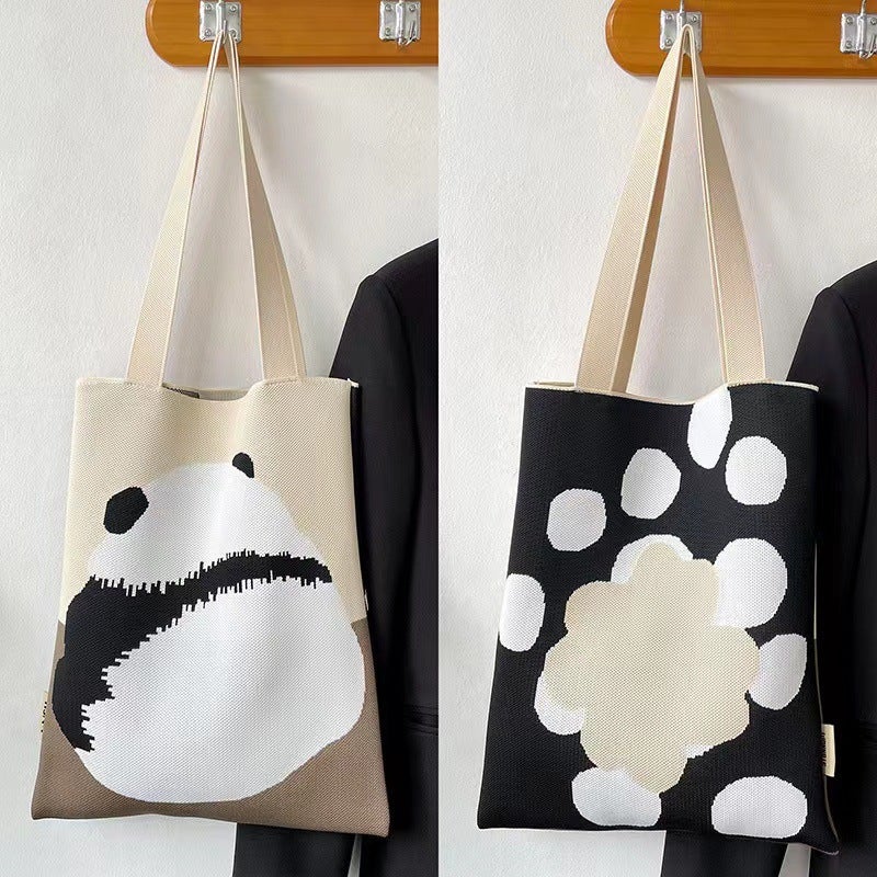 2025 Back Panda Knitted Bag Factory Tote Bag Canvas Bag Women'S Shoulder Bag Handbag Souvenir - Image 4