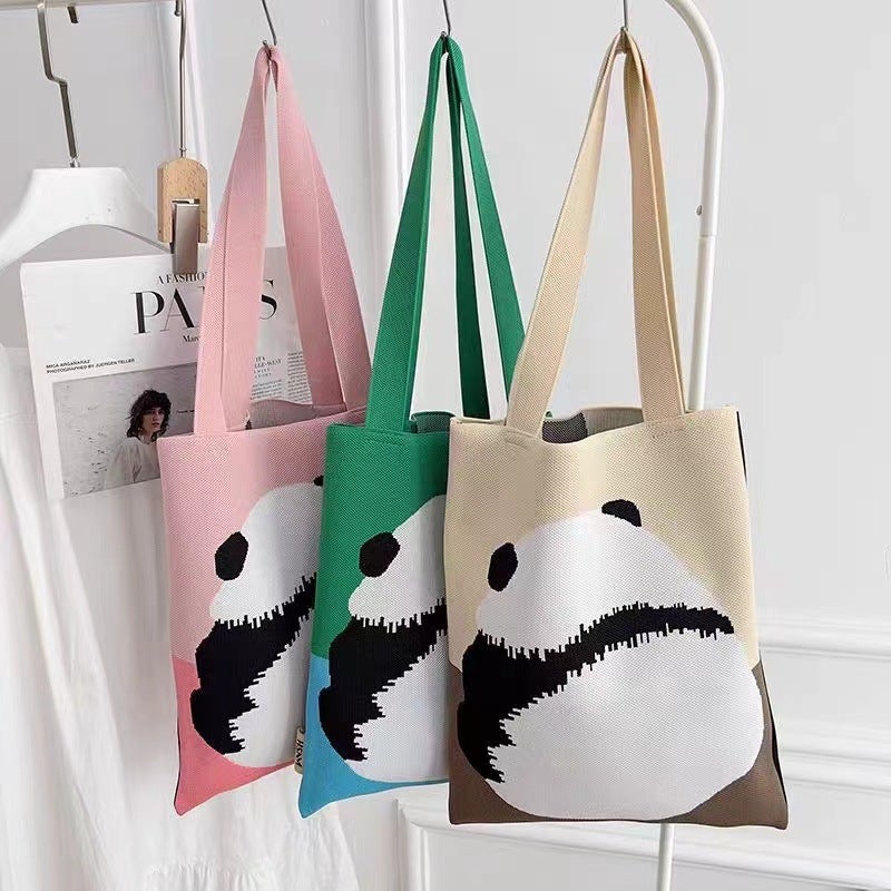 2025 Back Panda Knitted Bag Factory Tote Bag Canvas Bag Women'S Shoulder Bag Handbag Souvenir - Image 2