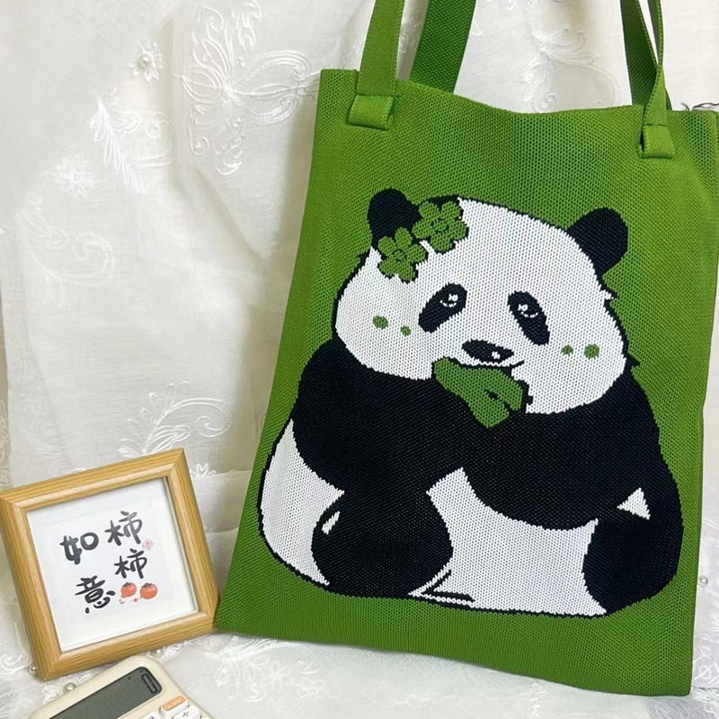 2025 Back Panda Knitted Bag Factory Tote Bag Canvas Bag Women'S Shoulder Bag Handbag Souvenir - Image 5