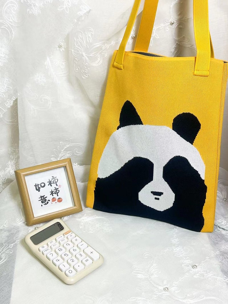 2025 Back Panda Knitted Bag Factory Tote Bag Canvas Bag Women'S Shoulder Bag Handbag Souvenir - Image 1