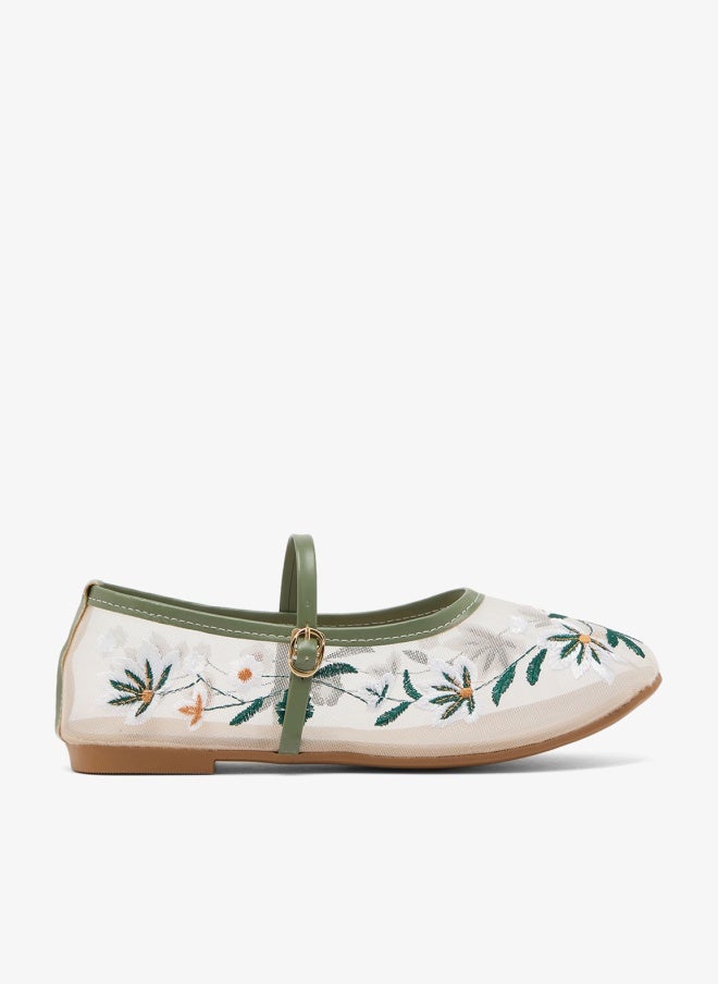 Ginger Embroidered Detail Mary Janes - Image 1