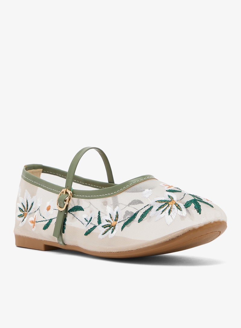 Ginger Embroidered Detail Mary Janes - Image 2