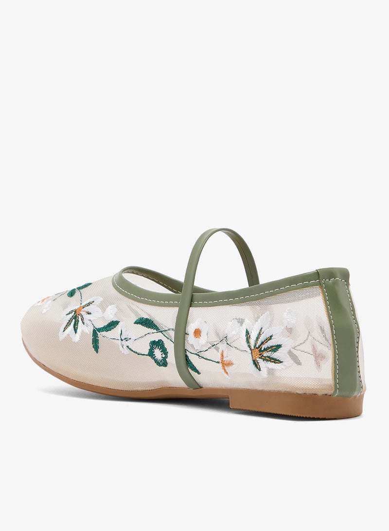 Ginger Embroidered Detail Mary Janes - Image 3