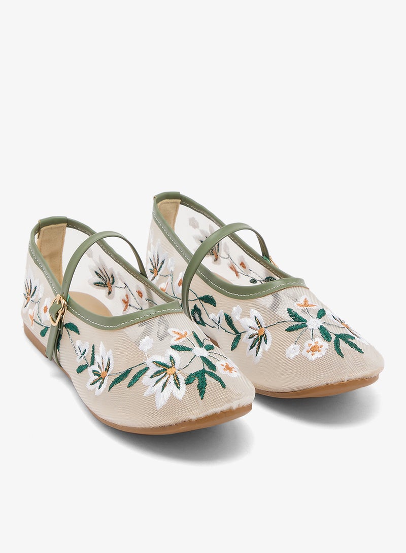Ginger Embroidered Detail Mary Janes - Image 4