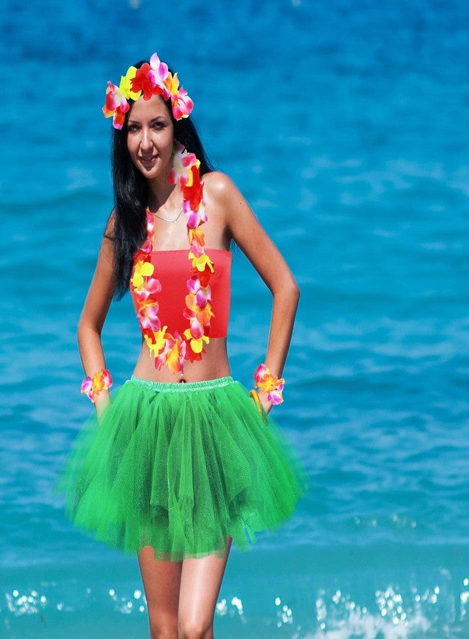 Yahenda 6 Pcs Hawaiian Costume Accessories Tutu Hula Skirt with Crop Top Leis Outfits for Women Halloween Luau Party(Large) - Image 5