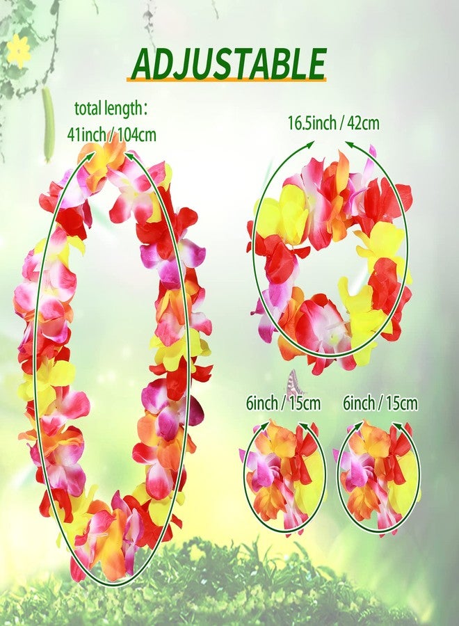 Yahenda 6 Pcs Hawaiian Costume Accessories Tutu Hula Skirt with Crop Top Leis Outfits for Women Halloween Luau Party(Large) - Image 3